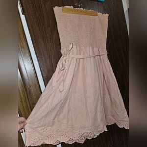 4/$20- Strapless Light Rose Dress with Eyelet Hem